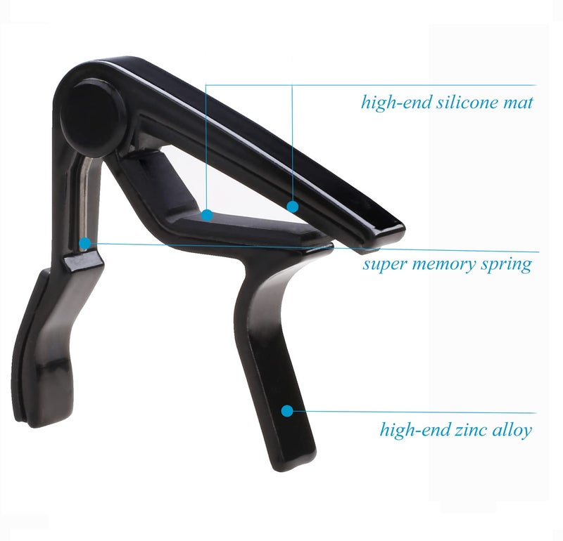 PUNK Ukulele Capo,Ukulele Clamp,Ukulele Clip,Black,for Soprano,Concert,Tenor,baritone-Ukulele Professional Capo(Black) - Image 2